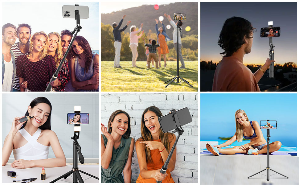 Phone Quadpod & Selfie Stick, 71" Phone Stand,Cell Phone Tripod with Wireless Remote