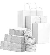 FACEBAG 120 Pack White Kraft Paper Bags with Handles Bulk, Assorted Sizes Gift Bags for Favors Gr...