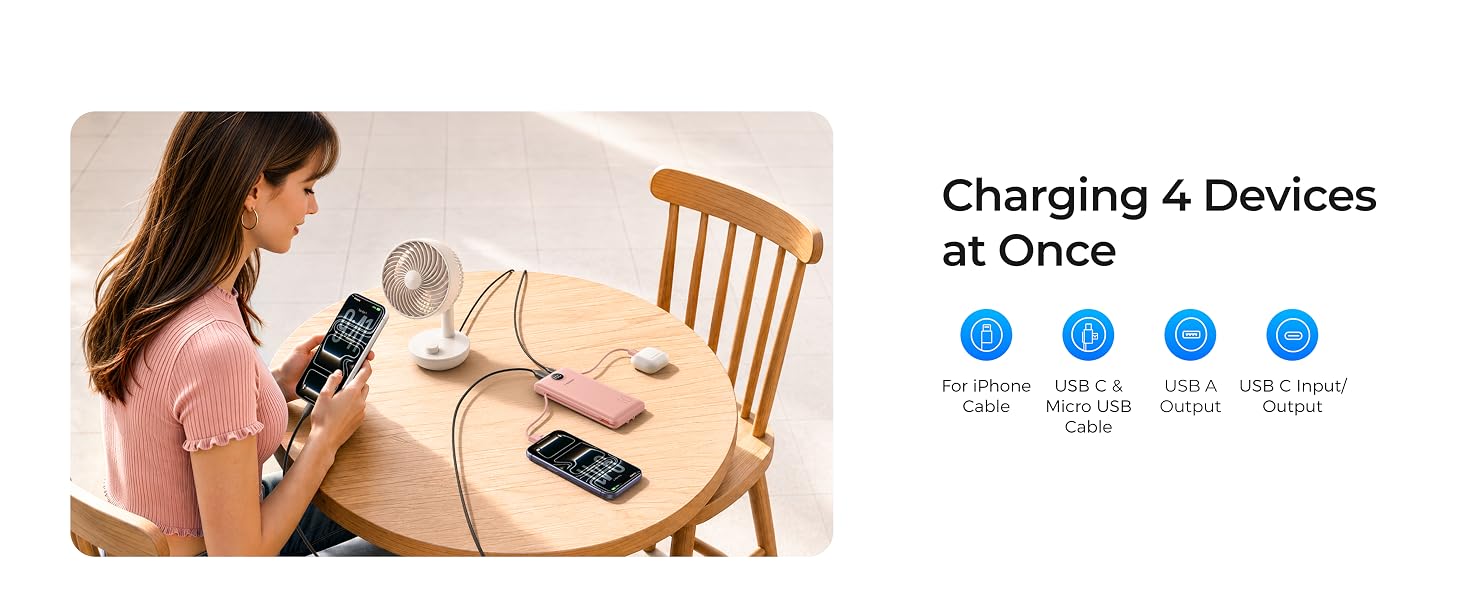 portable charger with built in cable