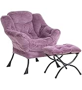 LITA Lazy Chair with Ottoman, Modern Lounge Accent Chair with Armrests and a Side Pocket, Leisure...
