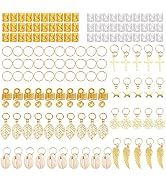 140 PCS Dreadlocks Hair Jewelry for Braiding Aluminum Hair Cuffs Rings Shell Accessories Pendants...