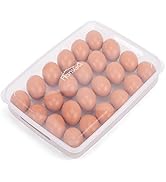 HANSGO Egg Holder for Refrigerator, Deviled Egg Tray Carrier Portable Egg Tray with Lid Fridge Eg...