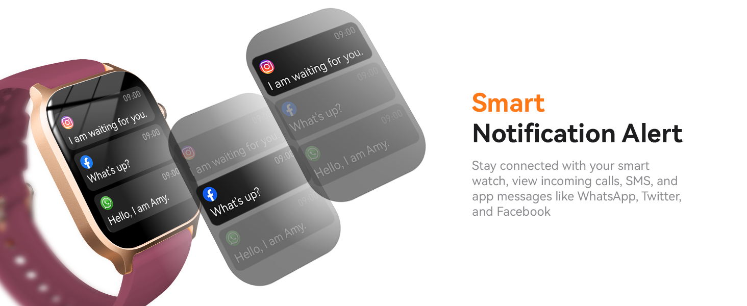 Smart watch smart nofitication alert function that can inform you of social media.