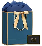 JMANNI Gift Bag, 1PCS Gift Bags Large with Ribbon and 1 Greeting Cards 2 Tissue Paper, Portable P...