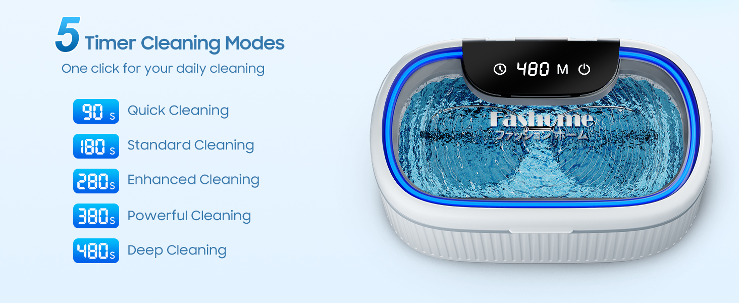 Ultrasonic jewelry cleaner 5 Timer Cleaning Modes One click for your daily cleaning