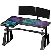 EUREKA ERGONOMIC Standing Desk, Gaming Desk,Glass RGB Desk, Height Adjustable Computer Desk 60 In...