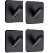 Celbon 4PC Self Adhesive Bath Towel Hook Black Sticky Stainless Steel Robe Hooks Heavy Duty Door ...