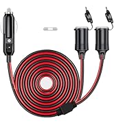 DC 12V/24V 1 to 2 Car Cigarette Lighter Splitter Power Charger Adapter, 13FT/156inch 240W 2-Way C...