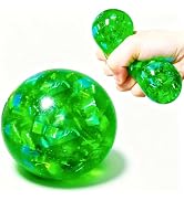 Green Squishy Glitter Stress Balls for Boys, Girls and Adults - Stretch Stress Dough Ball, Squish...