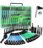 41-Piece Magnetic Nut Driver Set for Impact Drill Metric & SAE, Impact Socket Adapter, 2-IN-1 Rat...