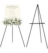 MEEDEN Wedding Easel Stand, Max height 64'' Holds Up to 40"/11lb, Wooden Stand for Sign, Wood Dis...