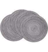 SHACOS Round Placemats Set of 4 Round Braided Placemats 15 inch Cotton Polyester Woven Table Plac...