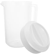 Housoutil 1 Gallon /4L Large Plastic Straining Pitcher,Clear Round Plastic Water Pitcher with Lid...