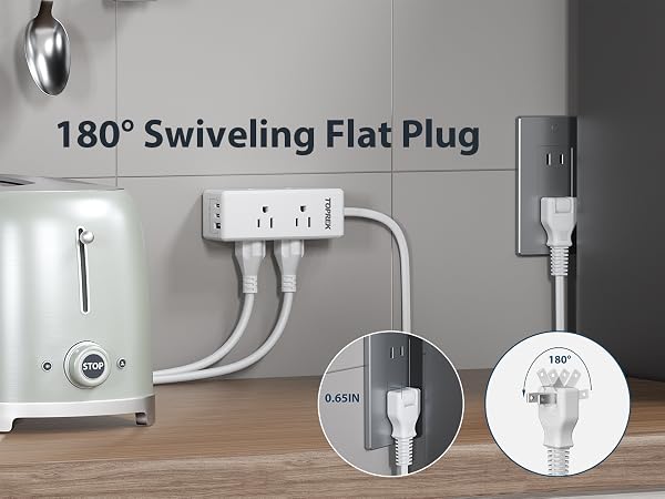 Swiveling Flat Plug Power Strip