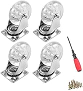 4 Pack Swivel Caster Wheels for Furniture, 2 Inch Heavy Duty Castor Wheels, Crystal Clear Polyure...