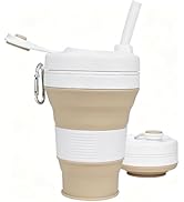 IYYI Collapsible Travel Cup, Silicone Coffee Cup with Lid, 20.3 oz Travel Coffee Mug with Straw, ...