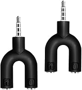 SaiTech IT 2 Pack 3.5mm Audio Jack to Headphone Microphone Splitter Converter Adaptor (Specially ...