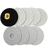 SHDIATOOL 4 Inch Diamond Wet Polishing Pads Set of 8Pcs Plus A Rubber Backer for Marble Granite S...