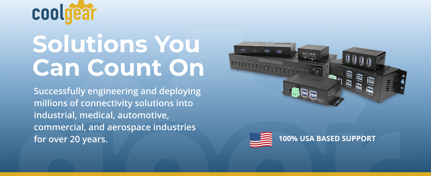 Industrial USB connectivity solutions with multiple port configurations and USA support