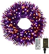 500 LED Orange and Purple Halloween Lights Plug in, Dimmable Twinkle Lights with Remote 8 Modes a...