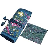 LOVNBHELP 2pcs Embroidery Jewelry Roll 2 Styles Jewelry Silk Purse Pouchs Damask Cloth Roll Broca...