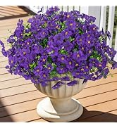 Roberly 12 Pcs Artificial Geranium Flowers for Outdoors, Silk Fake Flowers with Eucalyptus UV Res...