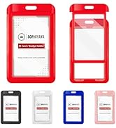 SOPHIYAYA 2 Pack Sliding Badge Holder with Double-Sided Windows Key Card Work Badge Sleeve for Of...