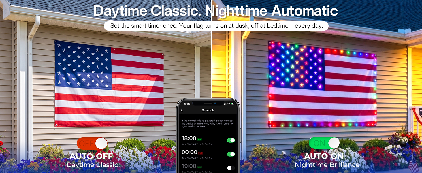 smart led american flag lights