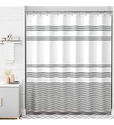 AmazerBath Shower Curtain, Washable Cloth Black Shower Curtain Sets with 12 Shower Curtain Hooks,...