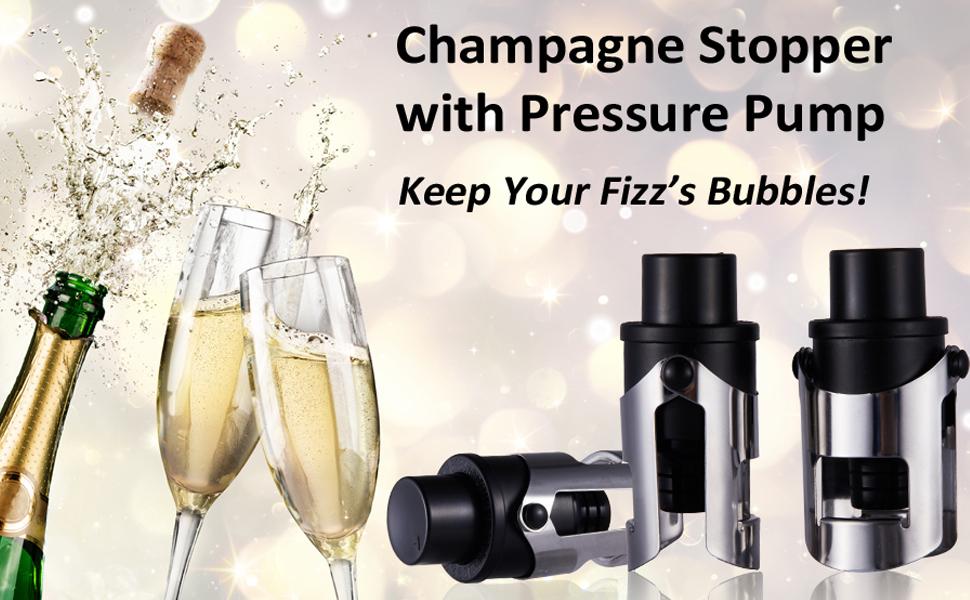 Champagne stopper with vacuum set of 3