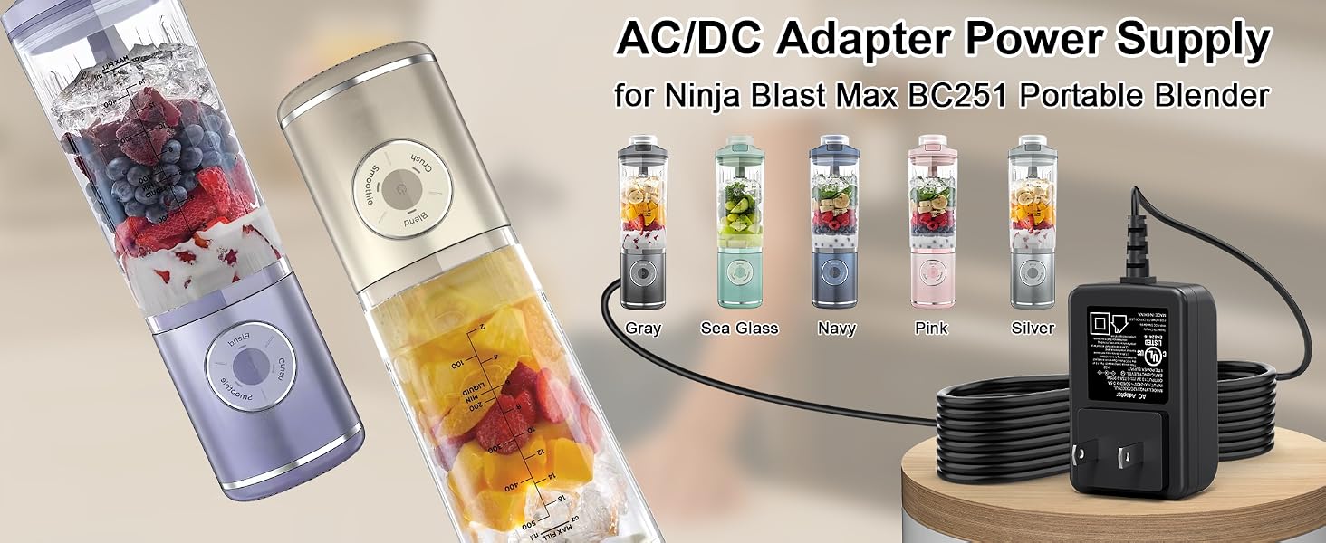13.3V Power Adapter Charger Replacement Compatible with Ninja Blast Max Portable Blender