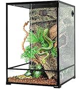 REPTIZOO 90 Gallon Reptile Terrarium 24" x 24" x 36" Large Glass Reptile Tank, Tall Reptile Terra...