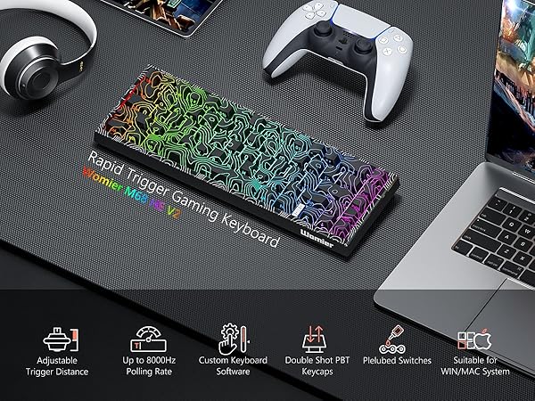 60% Percent Keyboard Rapid Trigger, Hall Effect Topographic Gaming Keyboard, Wired Custom Keyboard