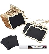 ONUPGO 16 Pack Chalkboard Tags with String, 4"x3" Hanging Chalkboard Signs with Liquid Chalk Mark...