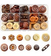 Assorted Wood Buttons for Sewing Crafts, 125Pcs Handmade Mixed Sewing Wooden Buttons with Storage...