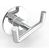 Ruacq Adhesive Double Towel Hook Chrome Round Base Bathroom Robe Self-Adhesive Towel Holder Hand ...