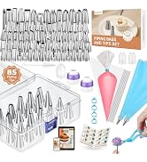 Kootek 140Pcs Icing Piping Bags and Tips Set, Frosting Piping Kit with 78 Numbered Icing Tips, 7 ...