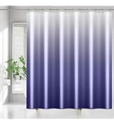 Buganda Shower Curtain, Navy Blue Ombre Bath Shower Curtains Sets with 12 Shower Curtain Hooks,Wa...