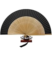EOSAU Hand Fans for Women Foldable - Bamboo Silk Folding Fan Handheld, Fans for Line Dancing Wedd...