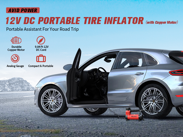 Avid Power 12V DC portable tire inflator