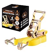 Xpose Safety 4-Pack Retractable Ratchet Straps with Double J Hooks, Heavy Duty 1" x 15', 3,000 lb...