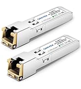 QINIYEK 2Pack 10/100/1000BASE-T RJ45 Copper SFP Ethernet Module, Gigabit SFP to RJ45 Mini-GBIC Tr...