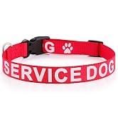 Plutus Pet Service Dog Collar,Printed in Large Letters on Nylon Webbing,Prevents Accidents by War...