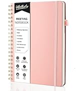 WEMATE Meeting Notebook for Work B5 (7"x10") - PU Leather Work Notebook with Agenda, Action Items...