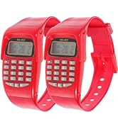 Mikikit Calculator Watch, 2 Pcs Calculator Digital Watch Geometric Calculations Watch Multifuncti...