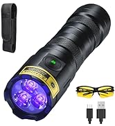 DARKDAWN High Power UV 395nm Flashlight USB Rechargeable, 3 LEDs Ultraviolet Flashlights Handheld...