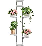 BAOYOUNI Indoor Window Plant Stand Metal Double Pole Storage Shelf Flower Pot Display Rack Holder...