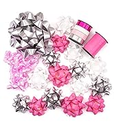WRAPAHOLIC 19 Pcs Gift Bows Assortment - 16 Multi Colored Assorted Size Gift Bows(Pink, White, Si...