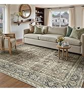PureCozy Vintage Area Rug 5x7 Brown Washable Living Room Large Carpet Non Slip Bedroom Indoor Off...