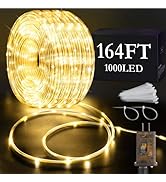 KNONEW 164FT 1000LED Rope Lights for Outside,Outdoor String Lights Waterproof 8 Modes Clear Tube ...